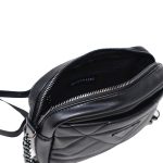 Bandolera acolchada negra efecto piel