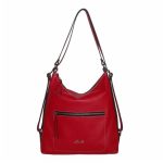 Bolso Hobo Mochila de Piel Lisa para Mujer Morado