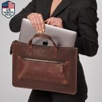 Maletín de cuero para portátil, bolso para portátil de trabajo para mujer, bolso de mano para