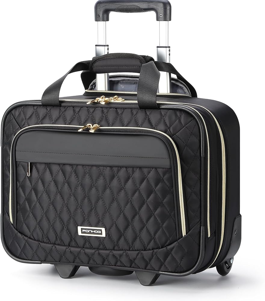 maletin-mujer-487pdm-1.jpg Ponhog Maletin con Ruedas Portatil 15,6 Pulgadas para Mujer, Impermeable Laptoptasche mit Rollen para Negocios, Viajes, Escuela, Negro - Imagen 1