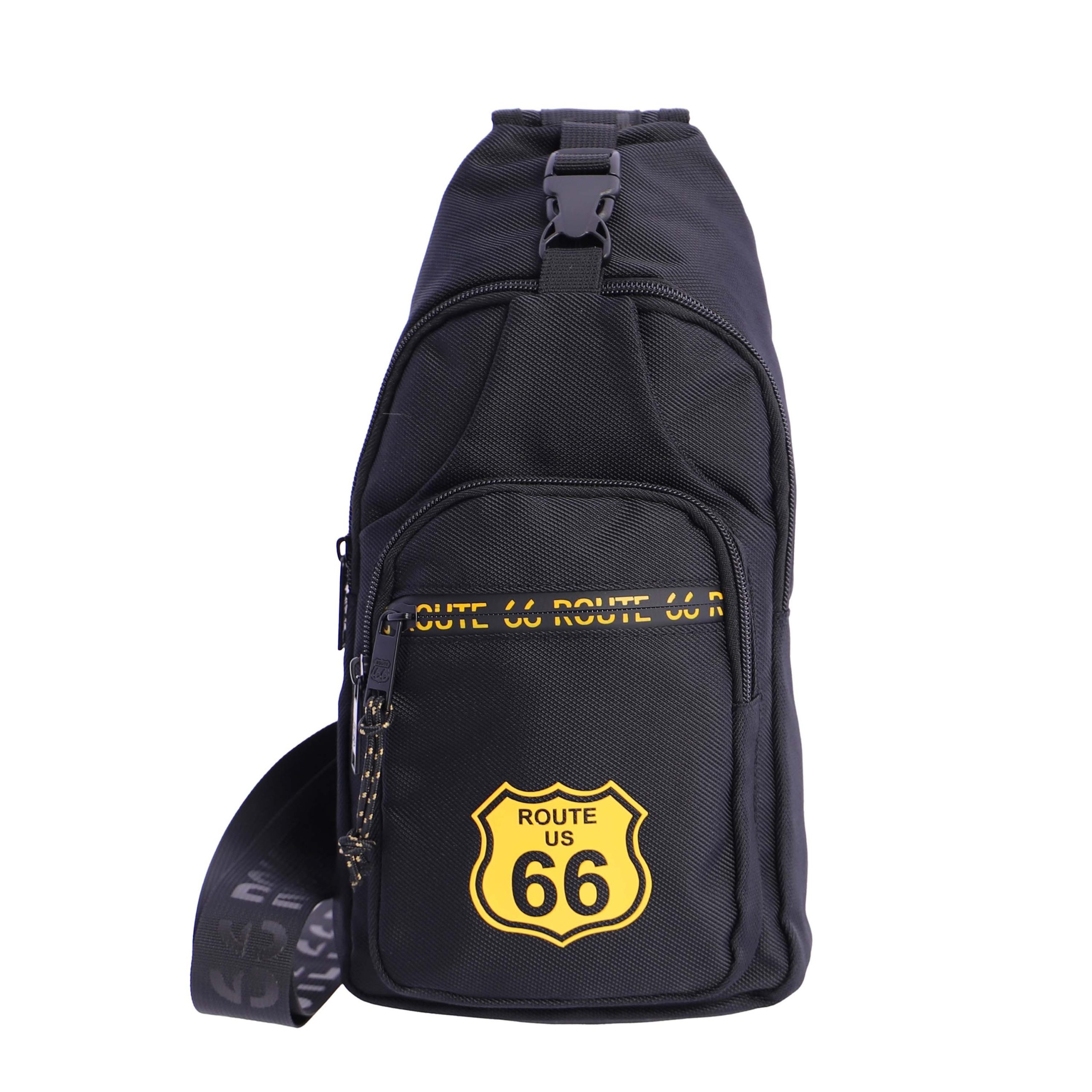 mochila-bandolera-hombre-008miz-1.jpg Mochila bandolera para hombre ROUTE 66 Victor de nylon con cremallera - Imagen 1