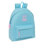 Mochila Casual BENETTON BASICS Celeste, Day Pack 42 cm.
