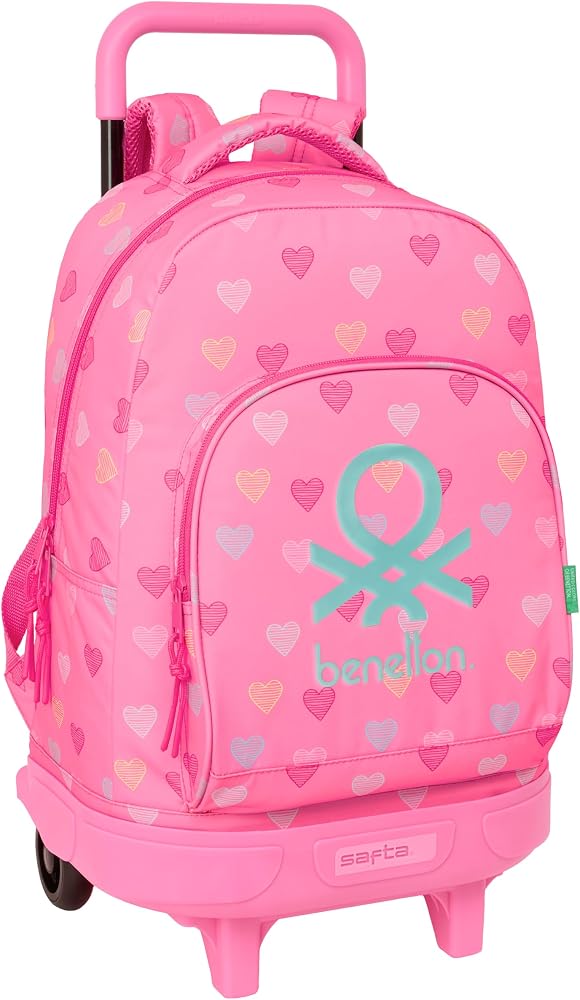 mochila-benetton-980cfn-1.jpg Safta BENETTON HEART Mochila Grande con Ruedas, Compacta, Extraíble, Ideal para Niños de Diferentes Edades, Cómoda y Versátil, Calidad y ... - Imagen 1