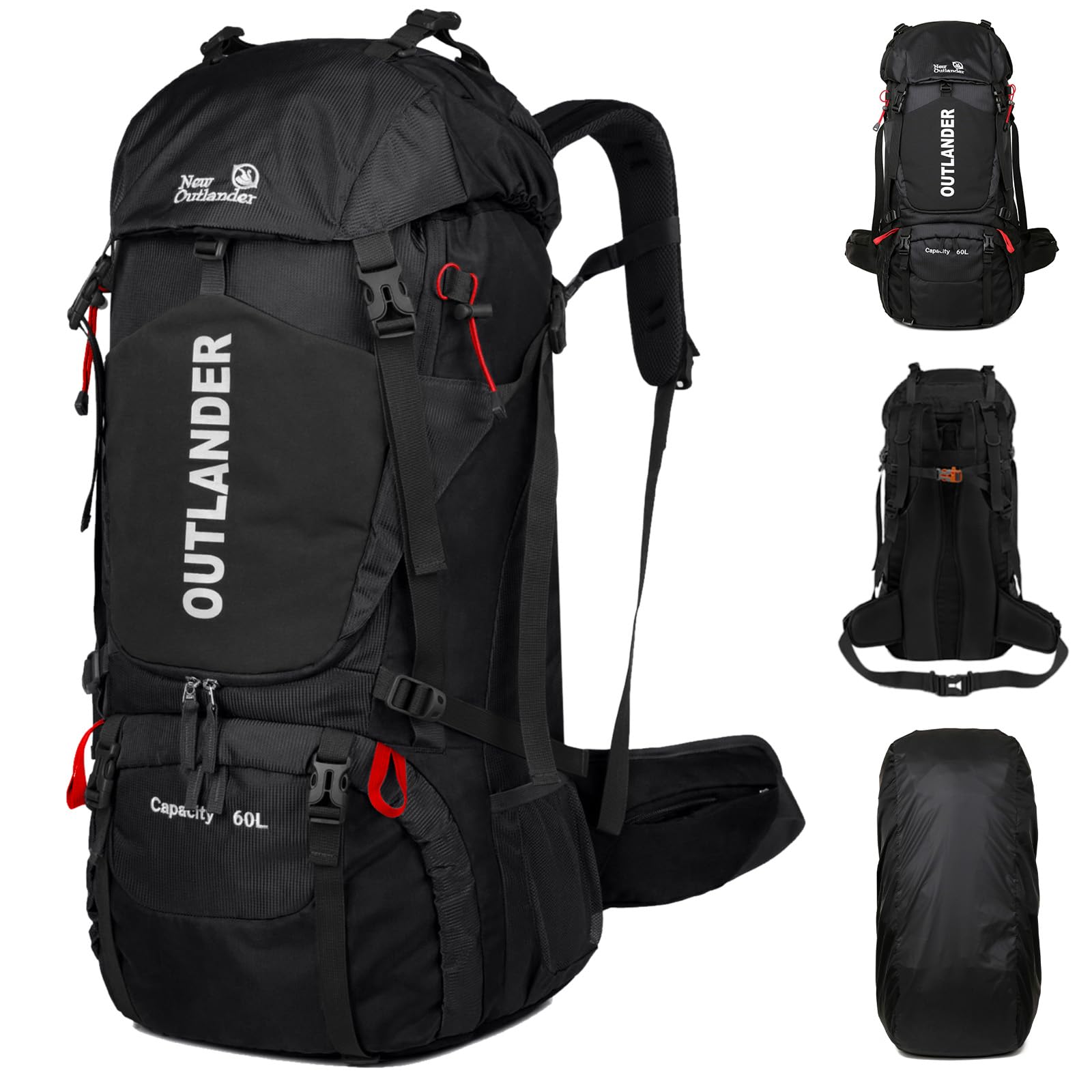 mochila-camping-251ouo-1.jpg Mochila de camping impermeable de 60 l, ligera, para viajes, adecuada para hombres y mujeres, con compartimento para zapatos, funda para lluvia, se | Leroy Merlin - Imagen 1