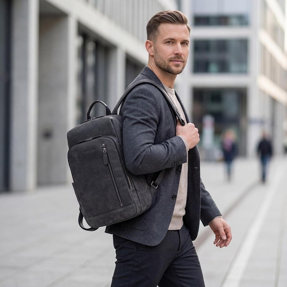mochila-cuero-hombre-542fbo-1.jpg STILORD Johnson Mochila Portátil Hombre Cuero – Mochila de Negocios Color:Carbon Gris : Amazon.es: Moda - Imagen 1