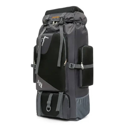mochila-de-camping-777cqu-1.jpg Mochila de Senderismo para Viajes Montañismo Escalada Camping Trekking 90L Hombres Mujeres macuto Impermeable Negro/Gris - Imagen 1