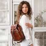Mochila de cuero, mochila vintage para mujer, mochila de cuero, mochila de cuero de plena flor con cordones, regalo para ella. Etsy España