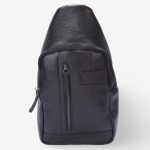 Mochila Cruzada de Cuero Negro para Hombres Profesional Urbano