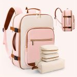 Mochila de viaje para mujer, 40L * para equipaje de * bolsa de viaje TSA para artículo personal * portátil de 43.18 cm, mochila * de */noche/día con neceser y * organizador, rosa y