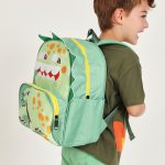 Mochila de niño de plana con diseño dinosaurio Verde / U