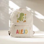 Mochila Infantil Personalizada de Algodón Reciclado – Diseño Dinosaurio