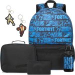 Get Trend Fortnite Mochila Escolar Set, 6 Piezas con Grande Mochila Niño 46cm, 500ml Botella Agua Sin BPA, Estuche, Bolsa Isotermica y 2X Llavero : ...