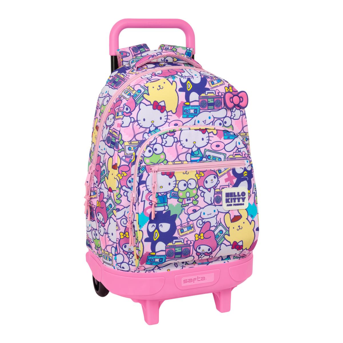 mochila-hello-kitty-113lug-1.jpg Mochila grande con ruedas compact extraible Hello Kitty Safta rosa y multicolor - Imagen 1