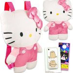 Hello Kitty Juego de mochila de felpa con correas ajustables, cartera para teléfono y más mochila para niñas, Rosado, Hello Kitty Regalos, Hello Kitty Plushies, Hello Kitty Toys, Hello Kitty Animal de :