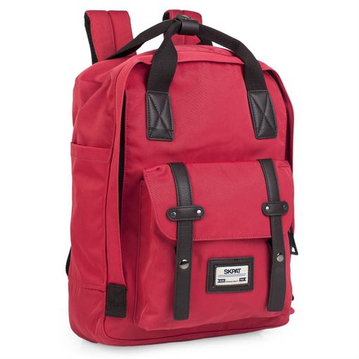 mochila-hombre-casual-302xyq-1.jpg Mochila Casual De Hombre Grande. Lona Y Cuero Pu Polipiel 305536 Rojo - Imagen 1