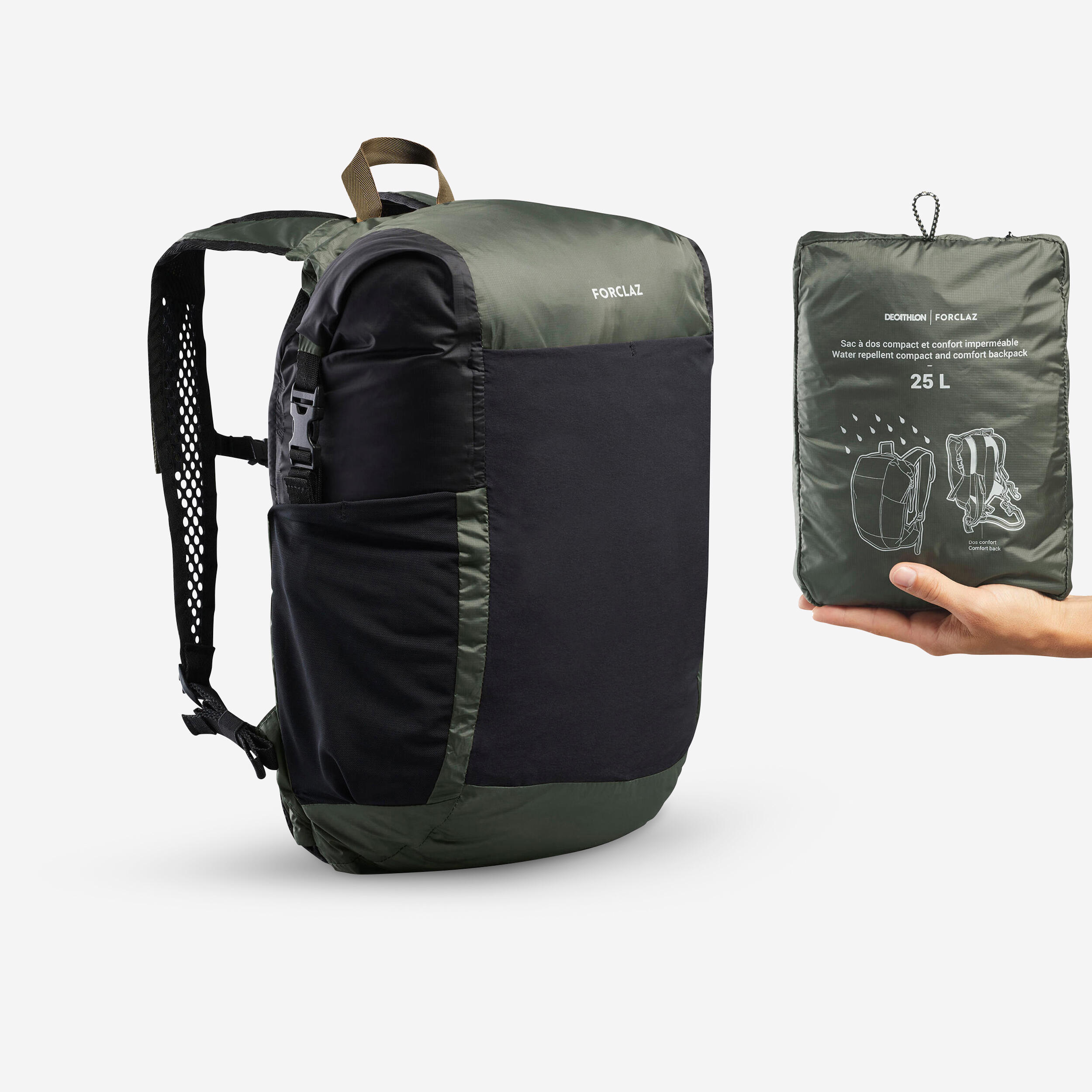 mochila-impermeable-hombre-621vxg-1.jpg Mochila impermeable pequeña montaña y trekking 25L Forclaz Travel - Imagen 1