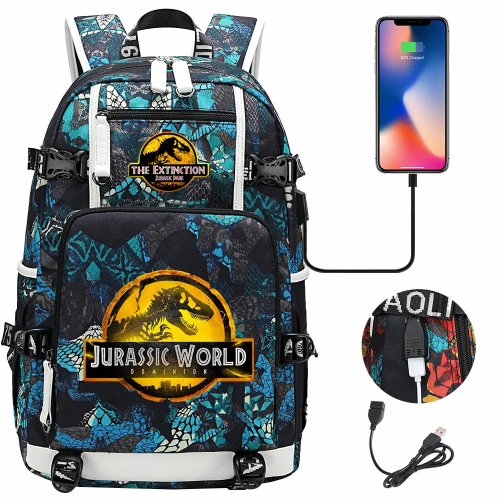mochila-jurassic-world-907pft.webp Nueva mochila escolar Jurassic World Park USB de gran capacidad para adolescentes, mochila de viaje para ordenador portátil para hombres y mujeres, mochilas escolares para niñas y niños AliExpress ... - Imagen 1