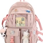 Stylifeo Mochila Kawaii con peluche de oso y accesorios de pin, Rosa, Large, Lindo | Mochila escolar estética de gran capacidad, para niñas, múltiples bolsillos, bolsa para libros : Amazon.es: Moda