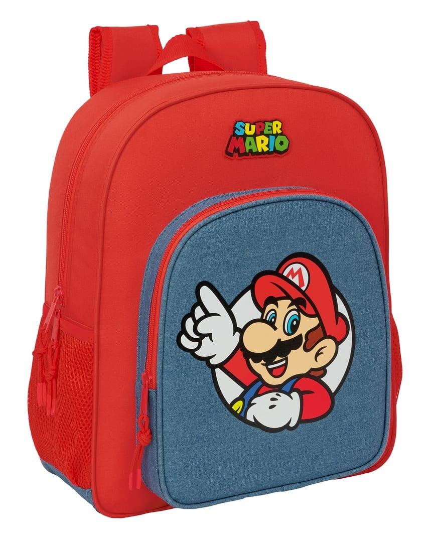 mochila-mario-bros-086poh-1.jpg Mochila Infantil Super Mario Adaptable a Carro con Bolsillo Frontal Roja - Imagen 1
