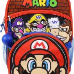 Nintendo Super Mario Bros. Juego de mochila para niños y niñas, mochila escolar de 16 pulgadas con bolsillo frontal con cremallera, rojo y negro : Amazon.es: Moda