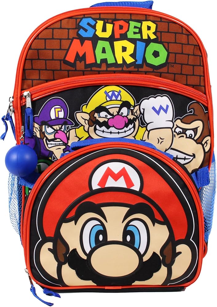 mochila-mario-bros-798rkp-1.jpg Nintendo Super Mario Bros. Juego de mochila para niños y niñas, mochila escolar de 16 pulgadas con bolsillo frontal con cremallera, rojo y negro : Amazon.es: Moda - Imagen 1