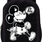 Disney Mickey Mouse Mochila negra para niños y adultos Mochila acolchada de malla de aire de 17 pulgadas para la escuela y viajes, Negro blanco, L, ...
