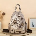 Mochila multifuncional tejida a * con * de flores de estilo * mochila de estilo bohemio para vacaciones en * viajes, bolso * de moda para mujeres y niñas