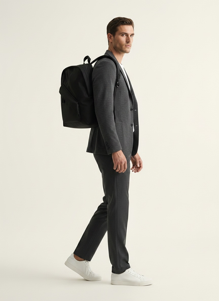 mochila-negra-hombre-395teg-1.jpg Mochila elegante negra para portátil Para viajes y desplazamientos diarios - Imagen 1