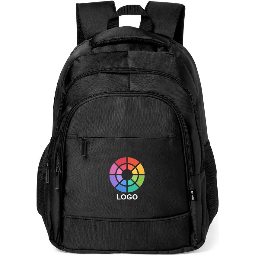 mochila-nylon-377hku-1.jpg Mochila personalizada nylon reciclado múltiples compartimentos 15' negro - Imagen 1