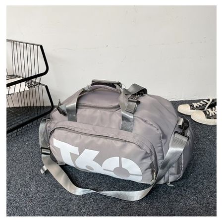 mochila-para-gym-948vyo-1.jpg Bolsa Mochila De Gimnasio Deportiva Bolso Impermeable Avión Acampar Equipaje De Mano Espacio Para Los Zapatos Gris - Imagen 1