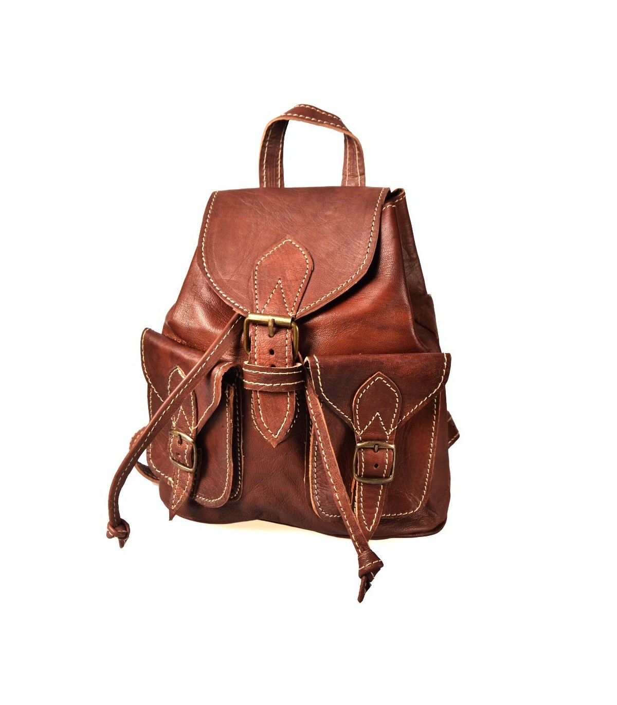 mochila-piel-602ubx-1.jpg Mochila Cuero Artesanal 4 Bolsillos Modelo Hasam Publico - Imagen 1