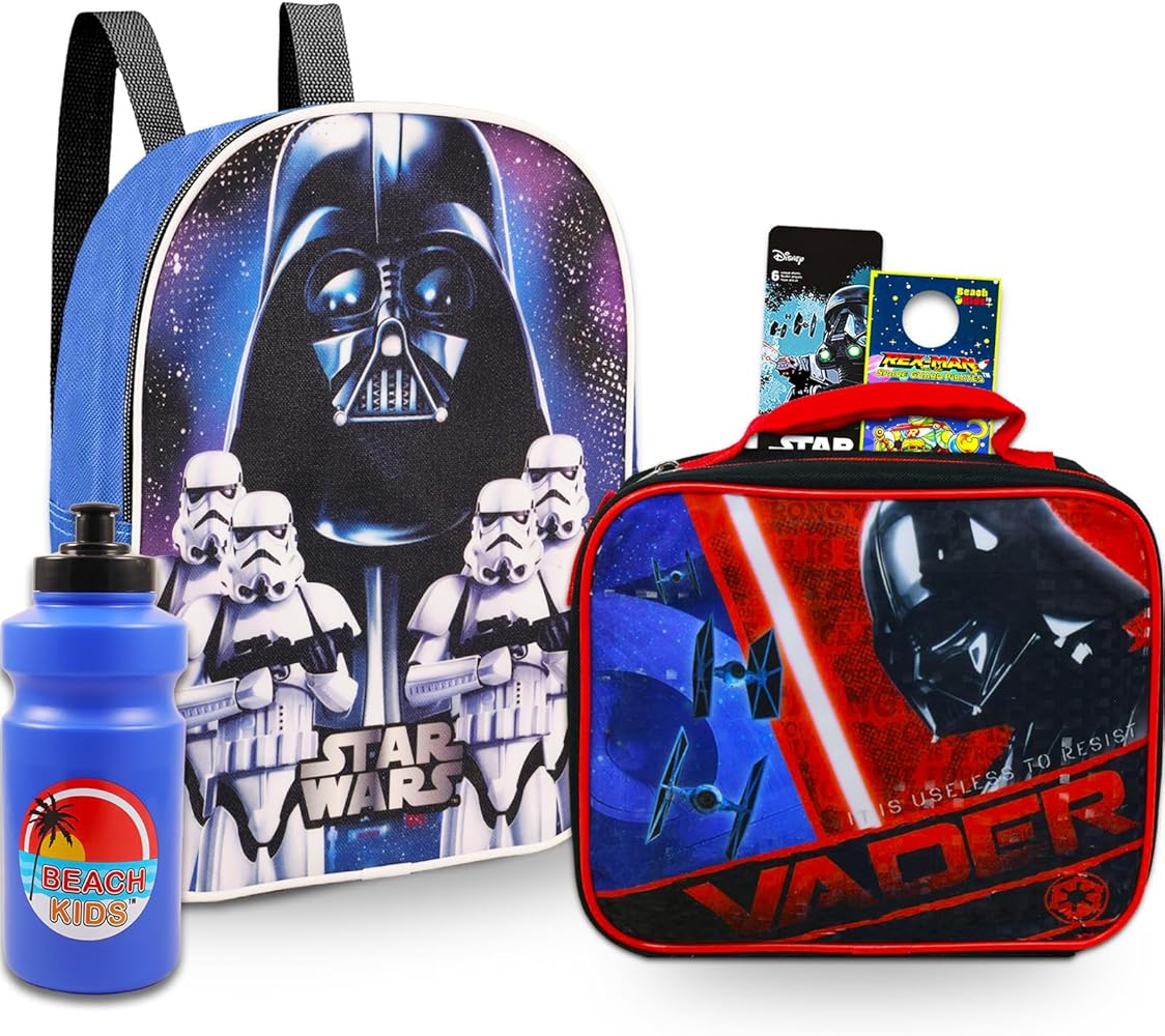 mochila-star-wars-277kcb-1.jpg Star Wars Mini mochila y lonchera para niños, paquete con mochila Darth Vader de 11 pies, bolsa de almuerzo, botella de agua, calcomanías, más : Amazon.es: Moda - Imagen 1