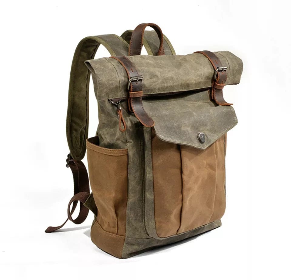 mochila-vintage-395xia-1.jpg Mochila de viaje de lona encerada Deliciae, 32 litros Marrón - Imagen 1