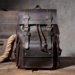 Mochila vintage de cuero * para hombre, bolsa de viaje de estilo retro, mochilas de piel de vaca * de moda