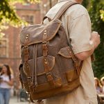 Mochila vintage de lona encerada para hombre y mujer, mochila retro universitaria de gran capacidad con detalles de cuero genuino, bolsa impermeable para portátil, ideal para la escuela, senderismo, 2026 $59.99
