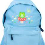 Mochila azul cielo bordada de rana y naturaleza Mushroom Froggy Flowers Cottagecore Adorable Kawaii Pastel Aesthetic School Bag de Momokakkoii Etsy España
