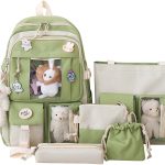 Mochila 5pcs Set Estéticos Bolsas de la Escuela Kawaii Aesthetic 17in Bolsa de libros linda con