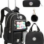 ZBAOGTW Mochila rodante para niñas y niños, mochila con ruedas, mochilas para primaria con lonchera, estuche para lápices, equipaje, Negro , 46 cm, Mochilas : Amazon.es: Moda
