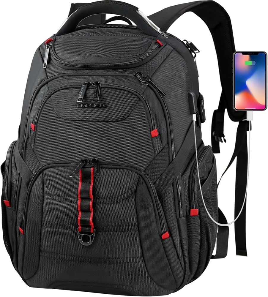 mochilas-de-hombre-367nix-1.jpg EMPSIGN Mochila Portátil 17" Hombre Antirrobo USB Resistente al agua, Negro | compartimento acolchado, apertura 180°, correa para maleta, transpirable ... - Imagen 1