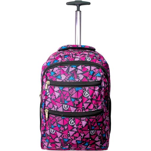 mochilas-escolares-con-ruedas-208pmd-1.jpg Mochila Con Ruedas Escolar Carro Para El Colegio Grande Bolsas Escolares Infantil Patineta (rosa Triangulos) - Imagen 1