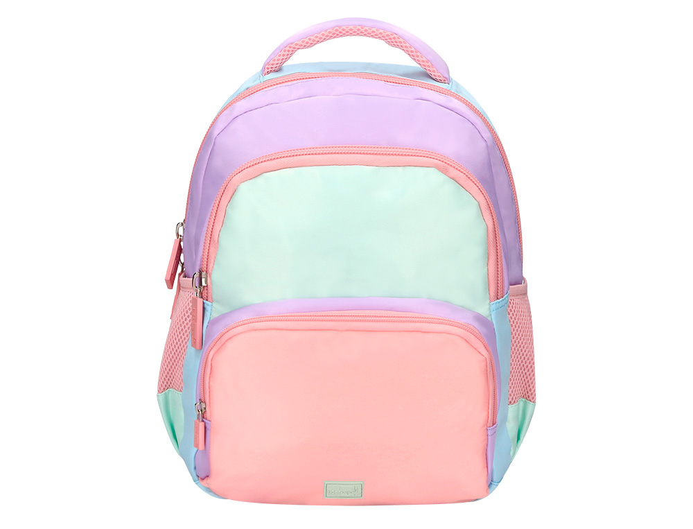 mochilas-escolares-para-ninas-483ztz.jpg Carlin | MOCHILA ESCOLAR LIDERPAPEL MULTIBOLSILLO INFANTIL AZUL ROSA MORADO 350X110X270 MM - Imagen 1