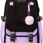 Mochila escolar impermeable de 20 litros para niñas, con bloqueo de color, para adolescentes, Colgante morado y rosa, L, Mochilas Daypack : Amazon.es: Moda