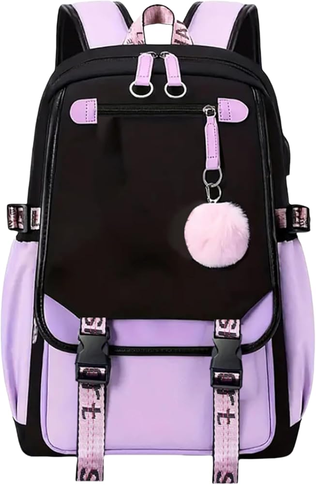 mochilas-escolares-para-ninas-755yqq.jpg Mochila escolar impermeable de 20 litros para niñas, con bloqueo de color, para adolescentes, Colgante morado y rosa, L, Mochilas Daypack : Amazon.es: Moda - Imagen 1