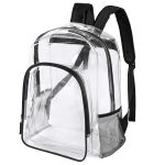 Fomaris Mochila transparente de plástico transparente resistente para la escuela, el trabajo, Negro 1 paquete, 16"x 12"x 6