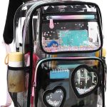 Mochila transparente para eventos escolares, estadios, resistentes, transparentes, para adolescentes, niñas y mujeres, Negro, M/L, Mochilas Daypack : ...