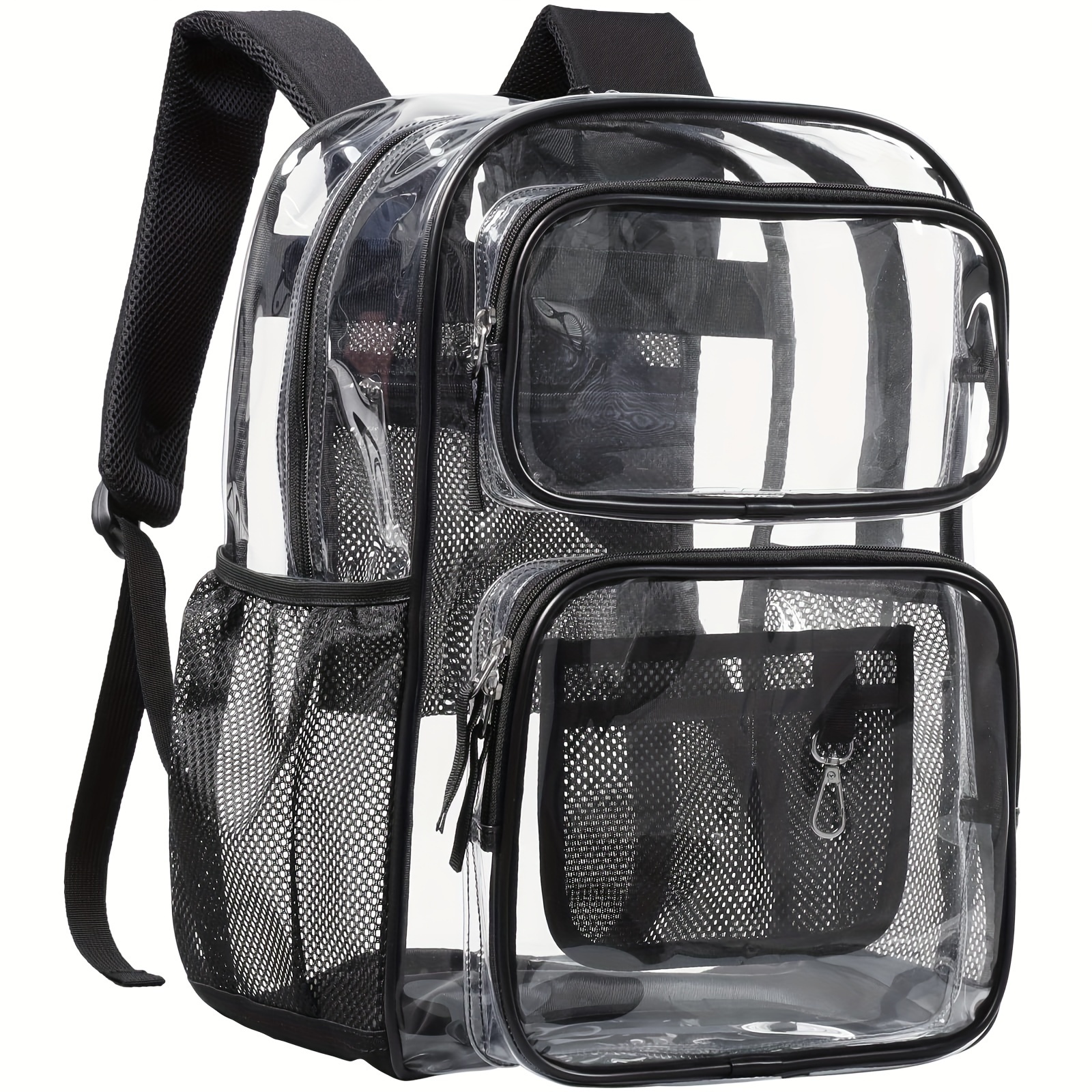 mochilas-transparentes-859mrp-1.jpg Mochila transparente para * Mochilas de PVC transparente de 43.18 cm * resistencia con múltiples bolsillos para universidad * de * y seguridad - Imagen 1